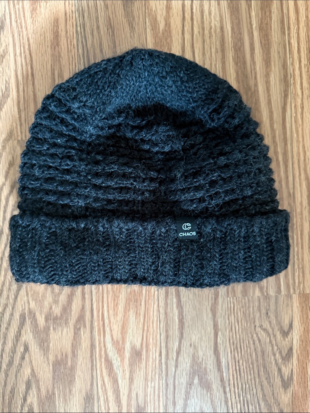 Chaos Knit Cuffed Beanie in Black
